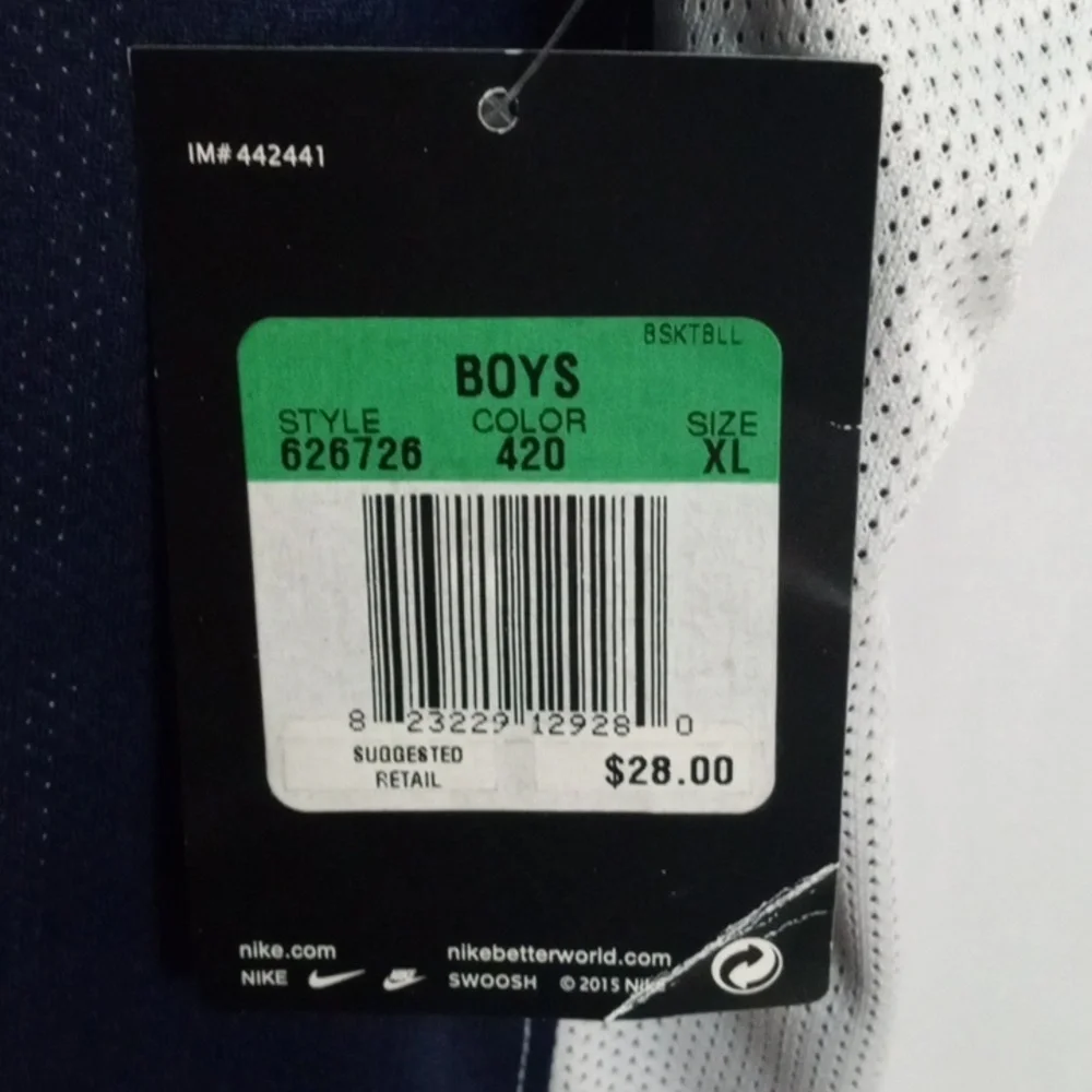 Nike Boys Dri-Fit Reversible Basketball Jersey Navy XL